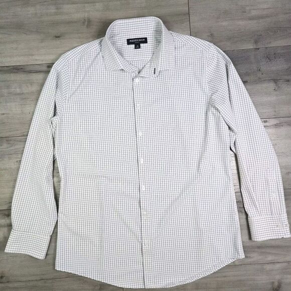 Mizzen Main Shirt Mens XL Leeward White Windowpane Trim Fit Button  Stretch - Picture 1 of 6